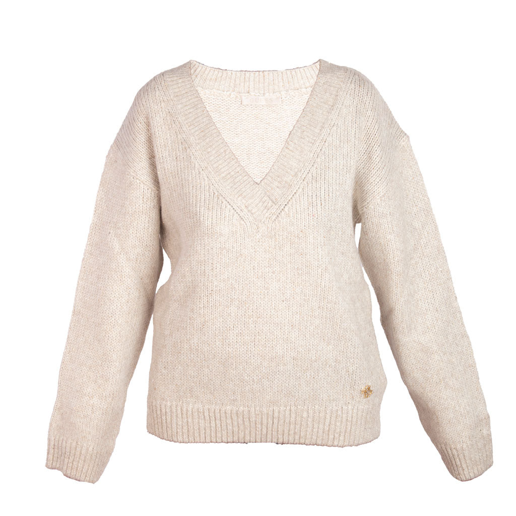 MAGLIONE DA DONNA GUESS CON SCOLLO A V - COL. CREME BRULEE