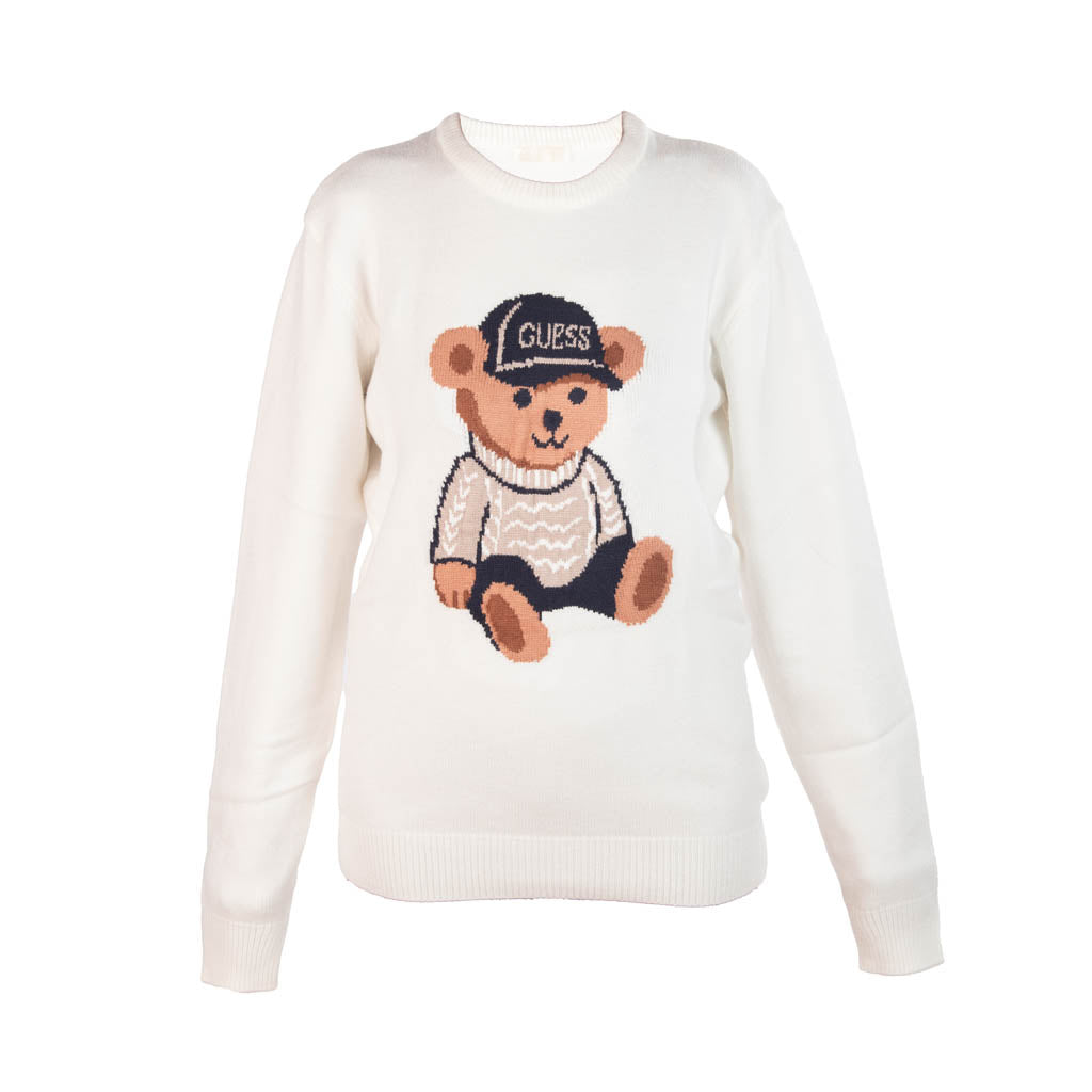 MAGLIONE DONNA GUESS CON STAMPA ORSO - COL. BIANCO