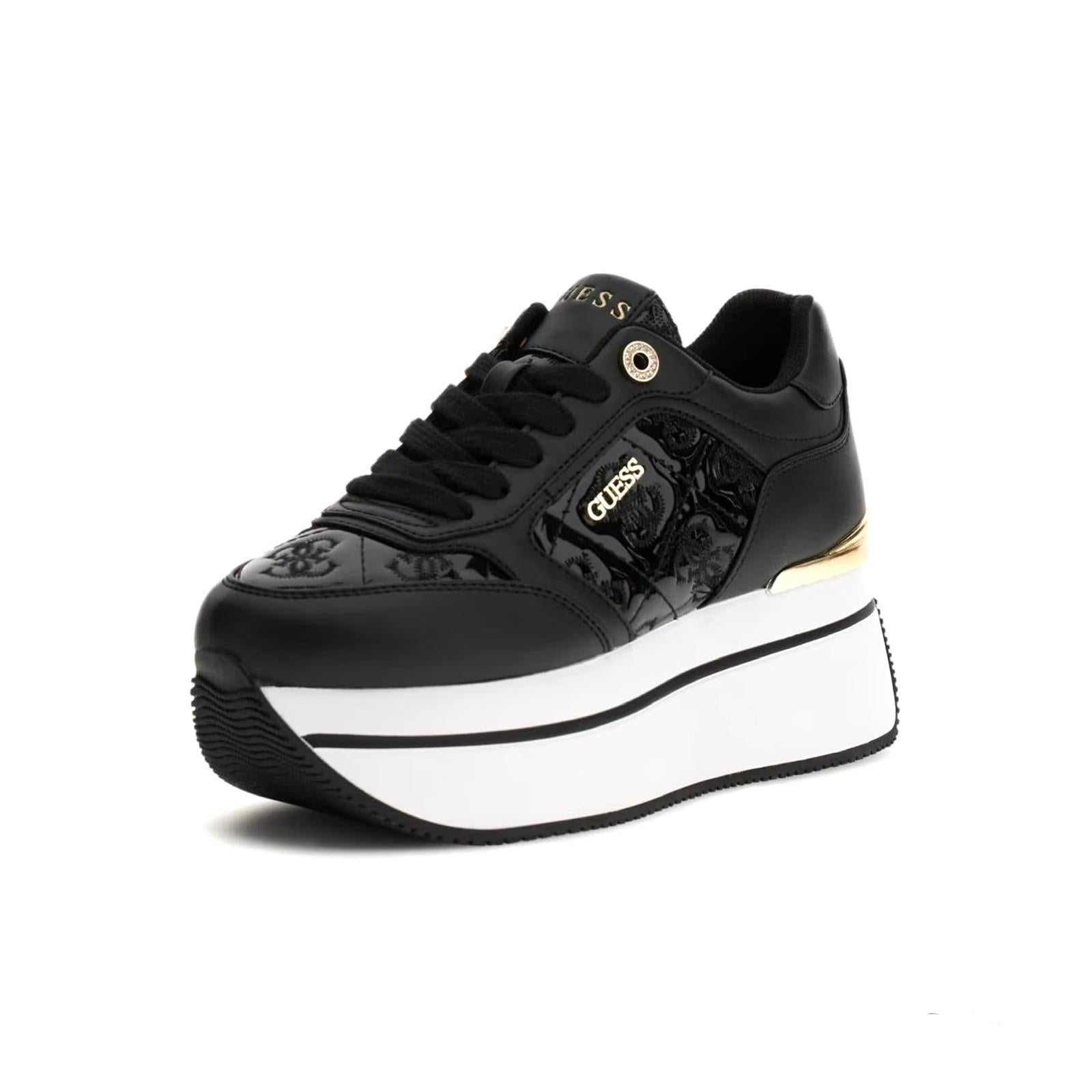 SCARPE RUNNER DONNA GUESS CAMRIO IN ECOPELLE 4G LOGO - COL. NERO