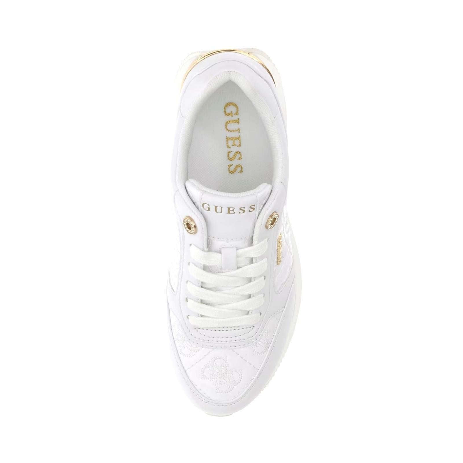 SCARPE RUNNER DONNA GUESS CAMRIO IN ECOPELLE 4G LOGO - COL. BIANCO