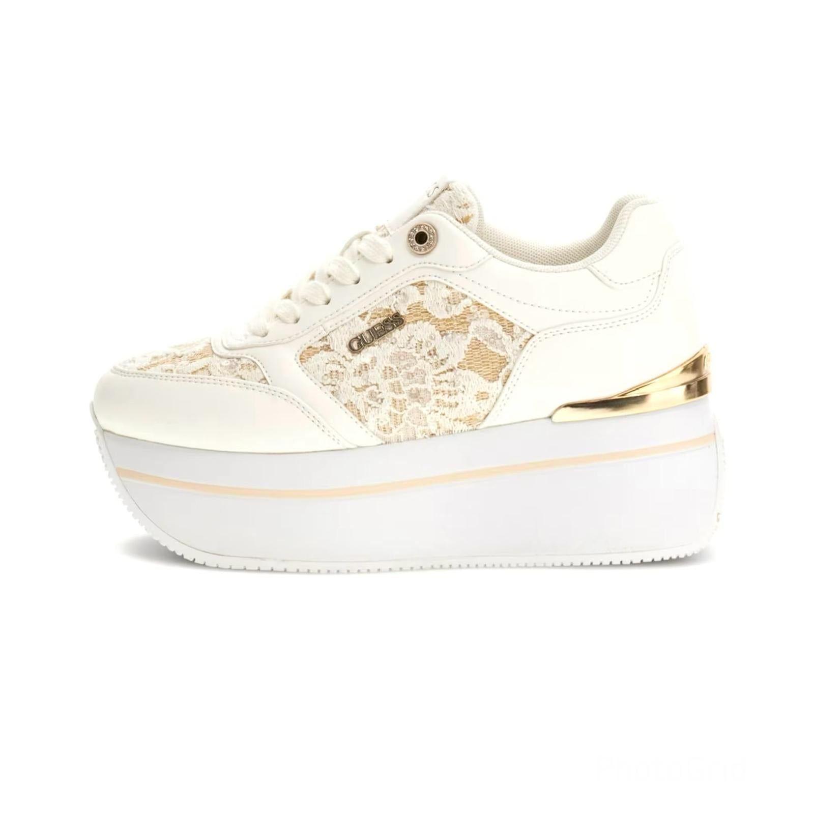 SCARPE RUNNER DONNA GUESS CAMRIO CON PIZZO - COL. BIANCO