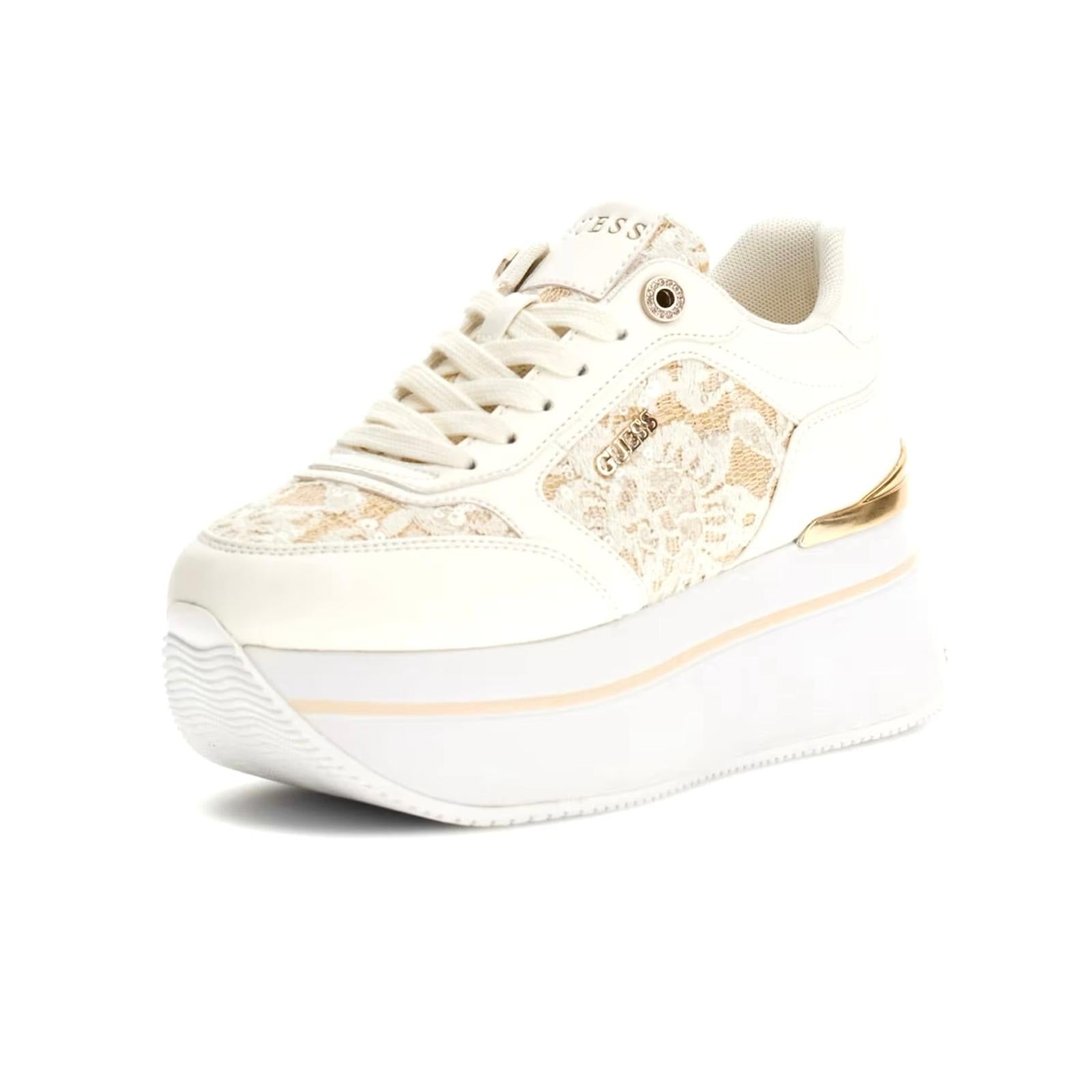 SCARPE RUNNER DONNA GUESS CAMRIO CON PIZZO - COL. BIANCO