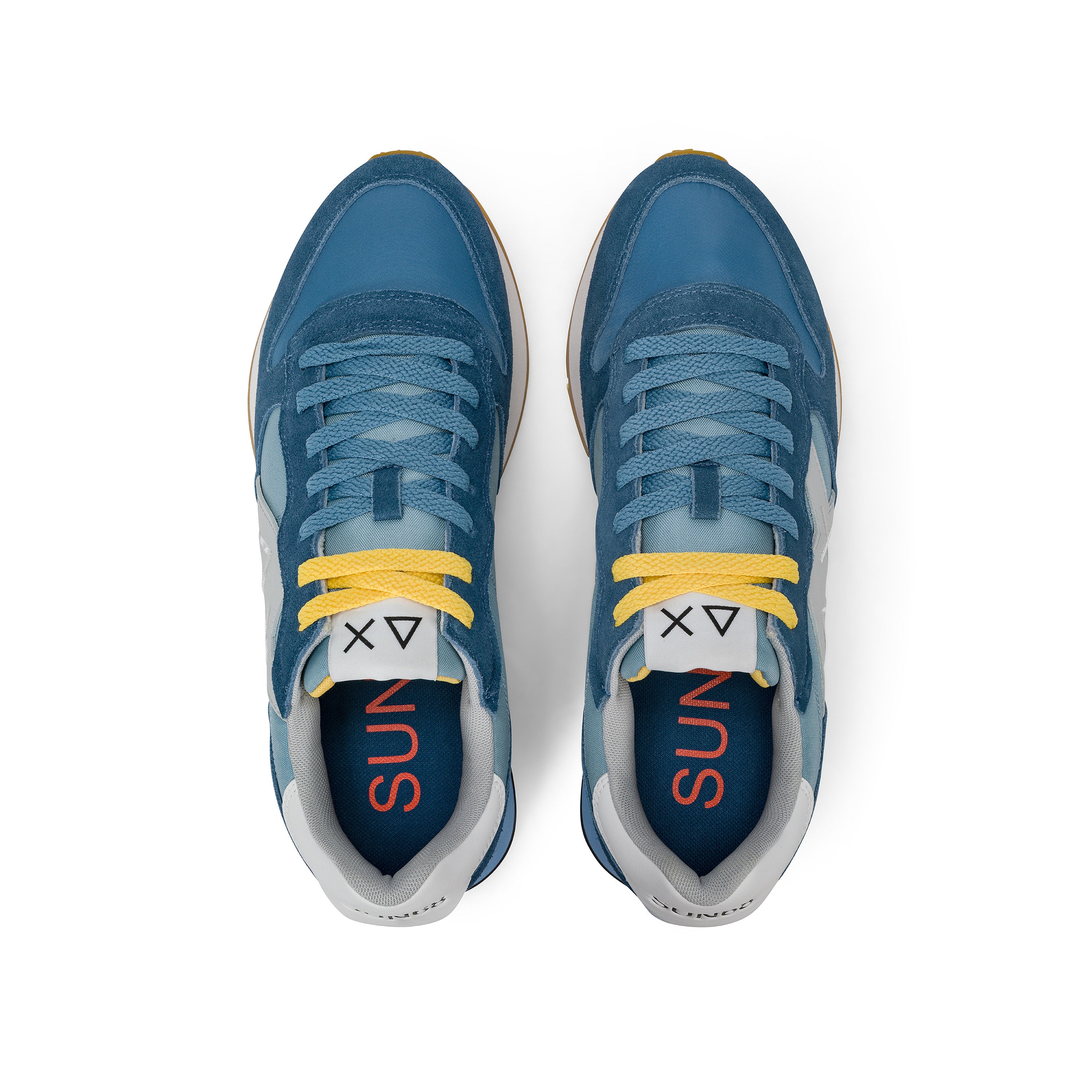 SNEAKERS UOMO SUN68 MOD. "JAKI BICOLOR" IN SUEDE E NYLON - COL. BLU AVIO SCURO / VERDE SALVIA