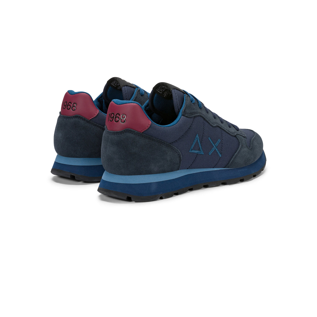 SNEAKERS UOMO SUN68 MOD. "TOM" IN NYLON E SUEDE - COL. BLU NAVY / BORDEAUX