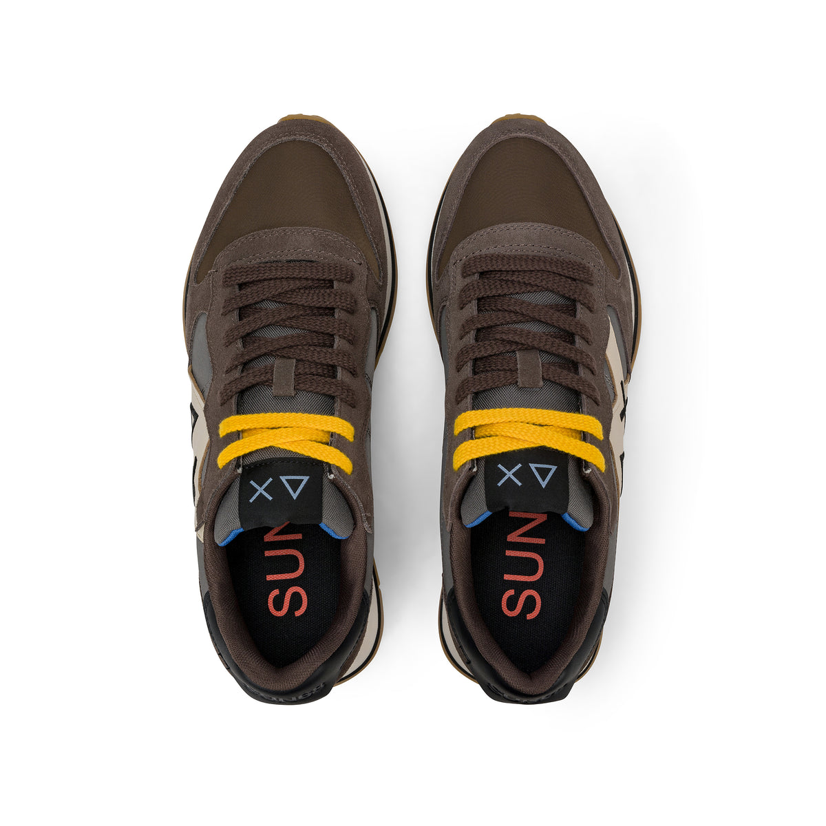 SNEAKERS UOMO SUN68 MOD. "JAKI" IN NYLON E SUEDE - COL. MARRONE