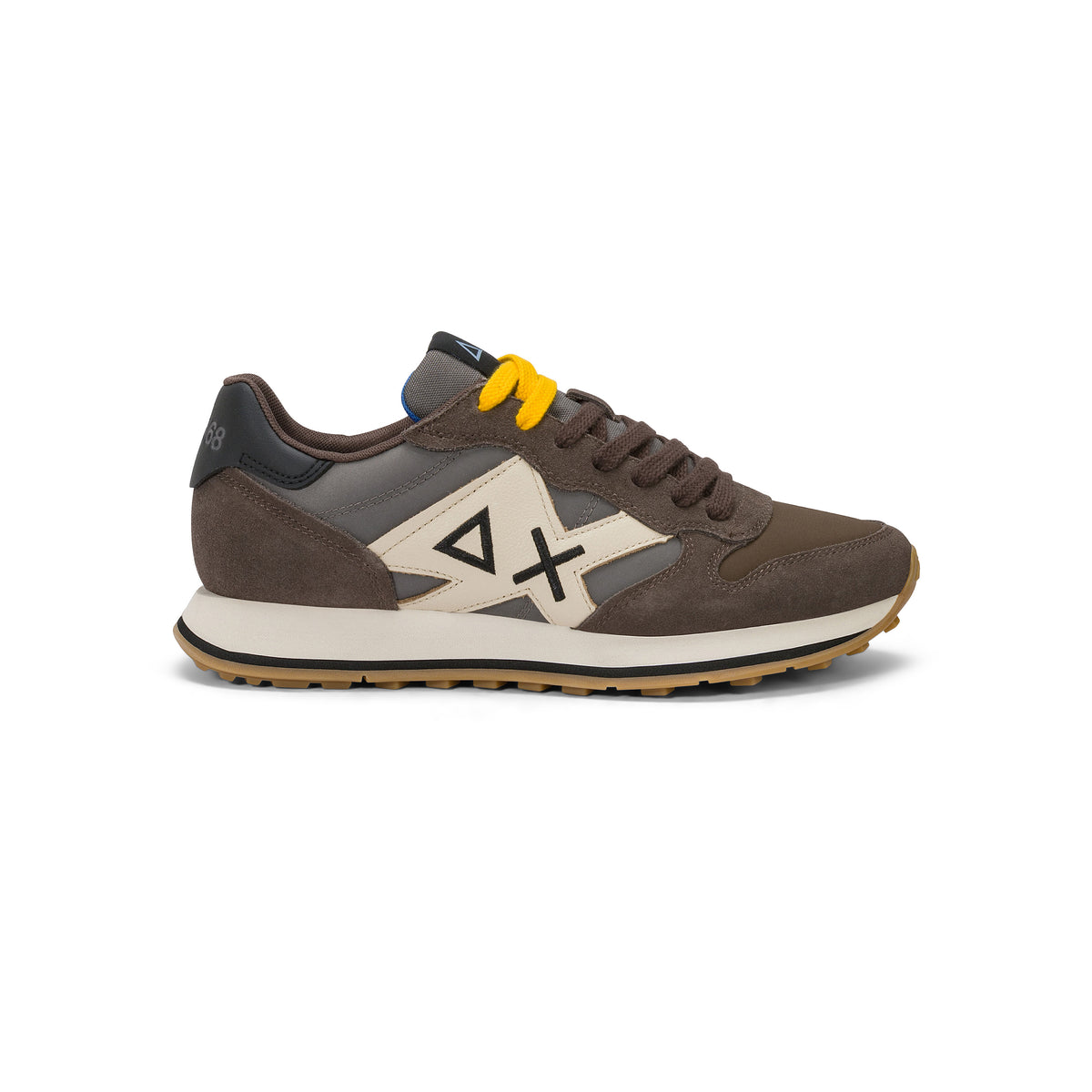 SNEAKERS UOMO SUN68 MOD. "JAKI" IN NYLON E SUEDE - COL. MARRONE