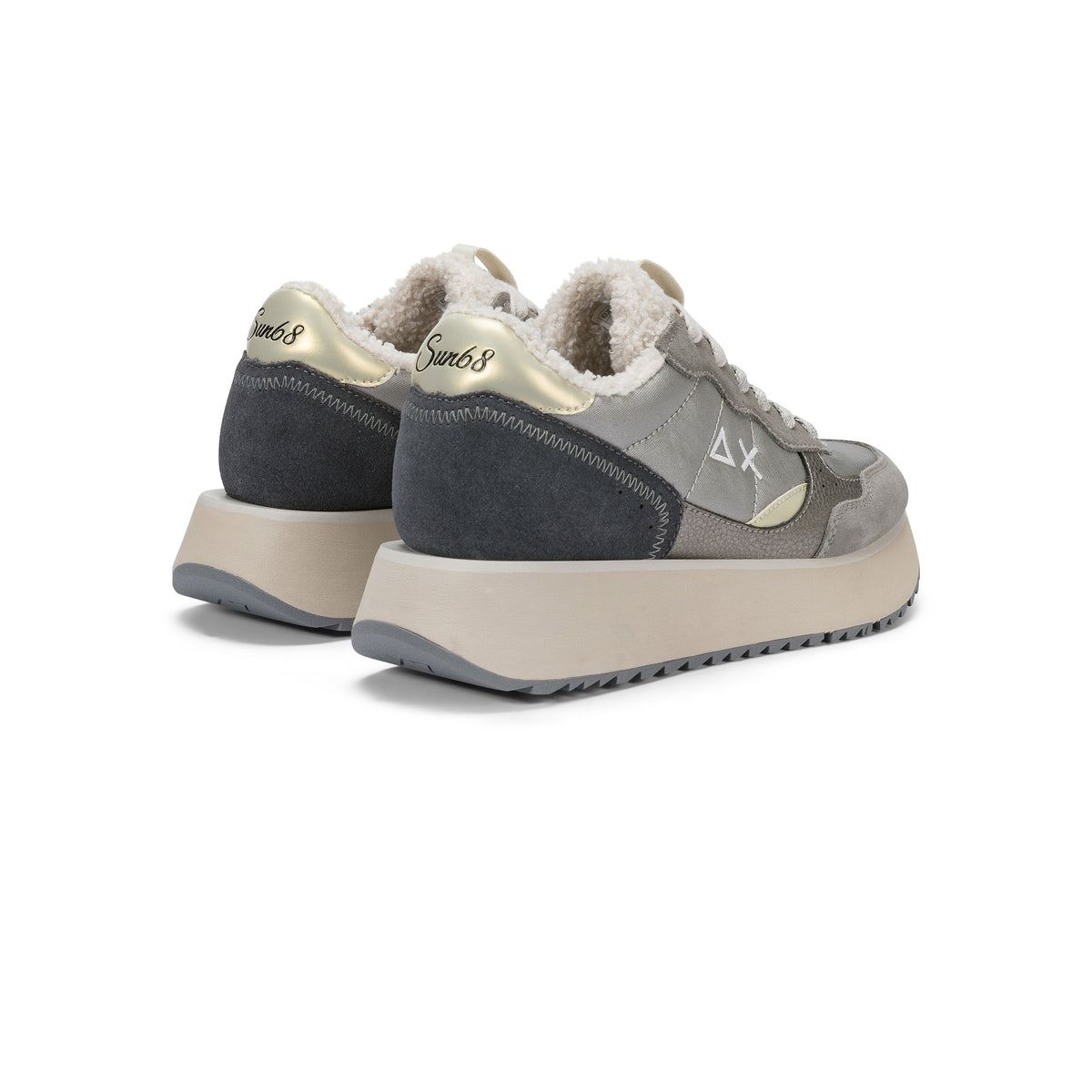 SNEAKERS DONNA SUN68 MOD. "BIG ALLY TEDDY" IN NYLON E SUEDE - COL. GRIGIO MEDIO