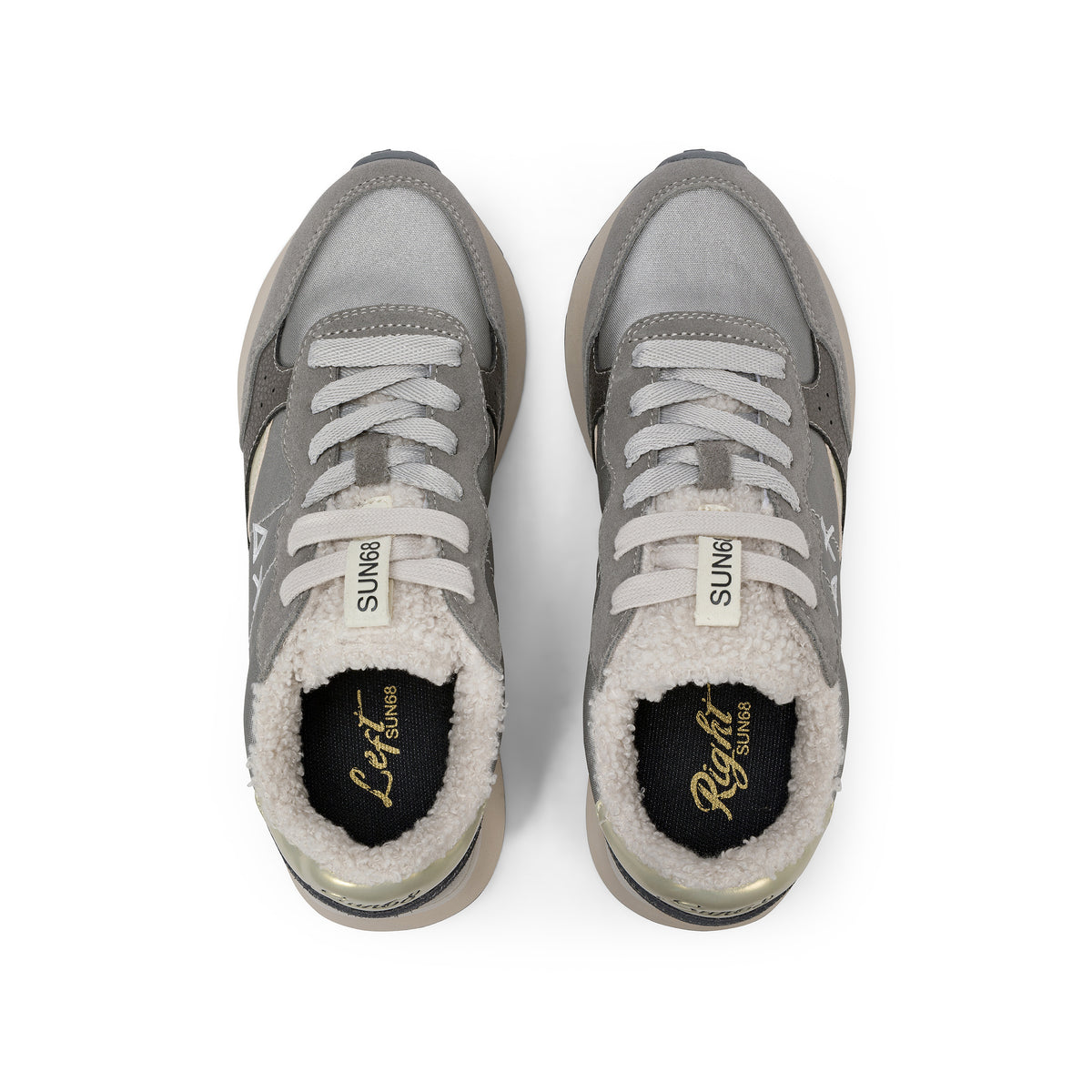 SNEAKERS DONNA SUN68 MOD. "BIG ALLY TEDDY" IN NYLON E SUEDE - COL. GRIGIO MEDIO