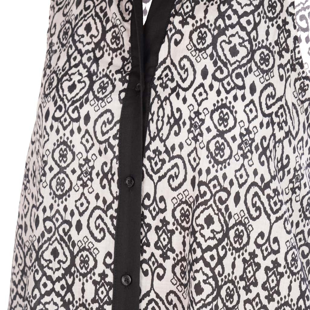 ABITO CHEMISIER DONNA GAUDI' IN MUSSOLA STAMPATA - COL. BIANCO / NERO