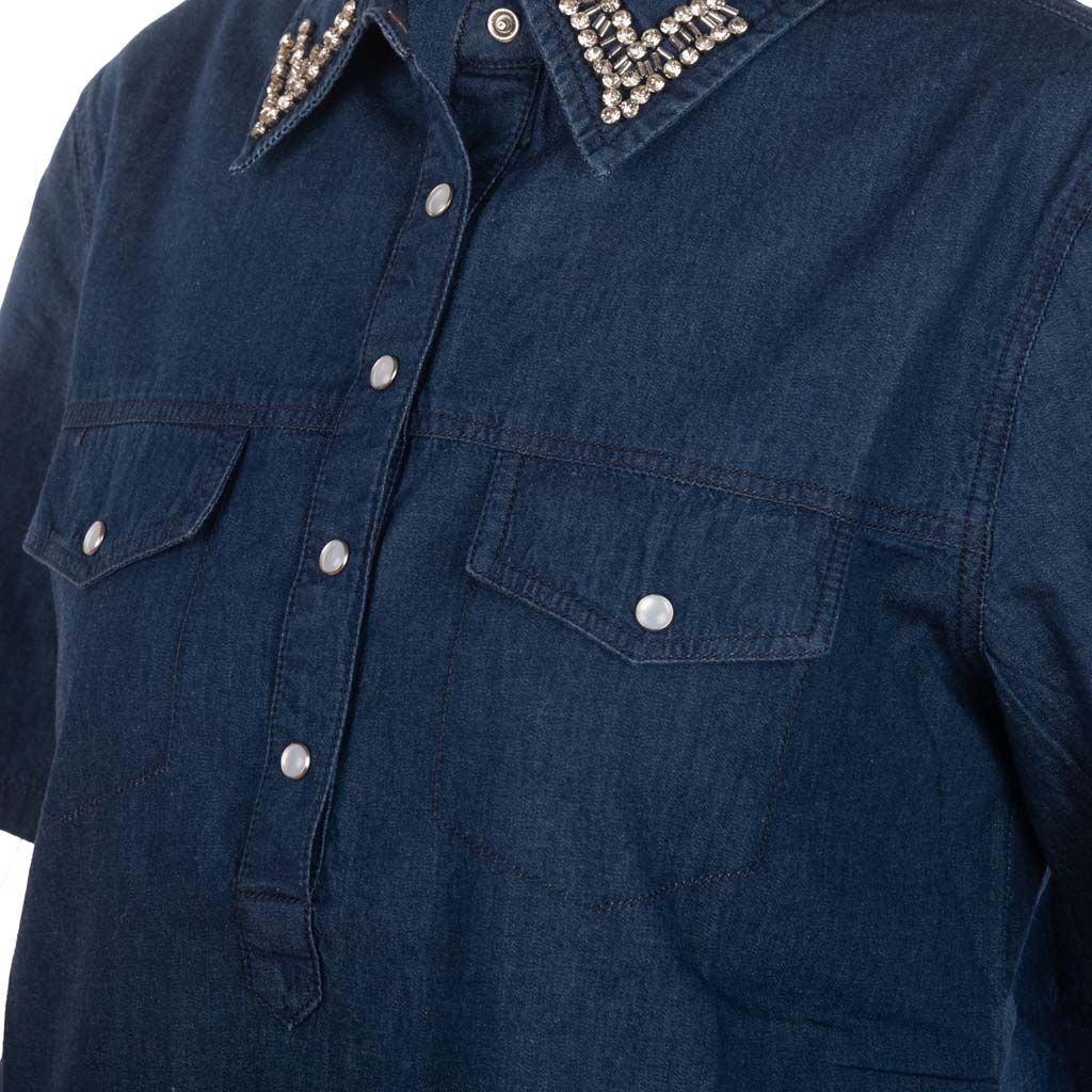 ABITO POLO DONNA GAUDI' IN DENIM DI COTONE - COL. BLU DENIM