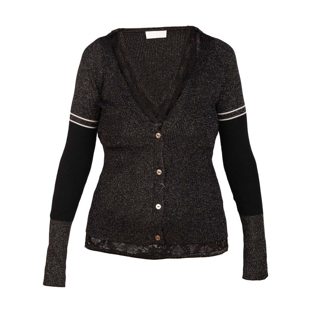 CARDIGAN DONNA LIU JO BETTER CON DETTAGLI IN PIZZO - COL. NERO