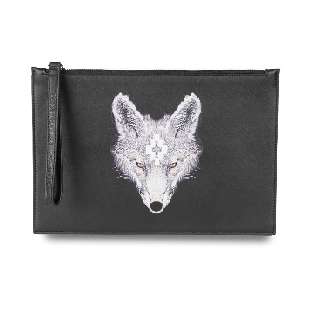 POCHETTE UOMO MARCELO BURLON COUNTY OF MILAN CON STAMPA LUPO - COL. NERO