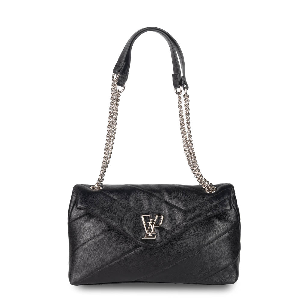 BORSA A SPALLA DONNA GAELLE IN ECOPELLE CON LOGO - COL. NERO