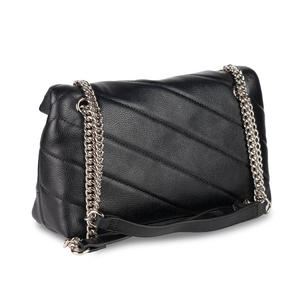 BORSA A SPALLA DONNA GAELLE IN ECOPELLE CON LOGO - COL. NERO