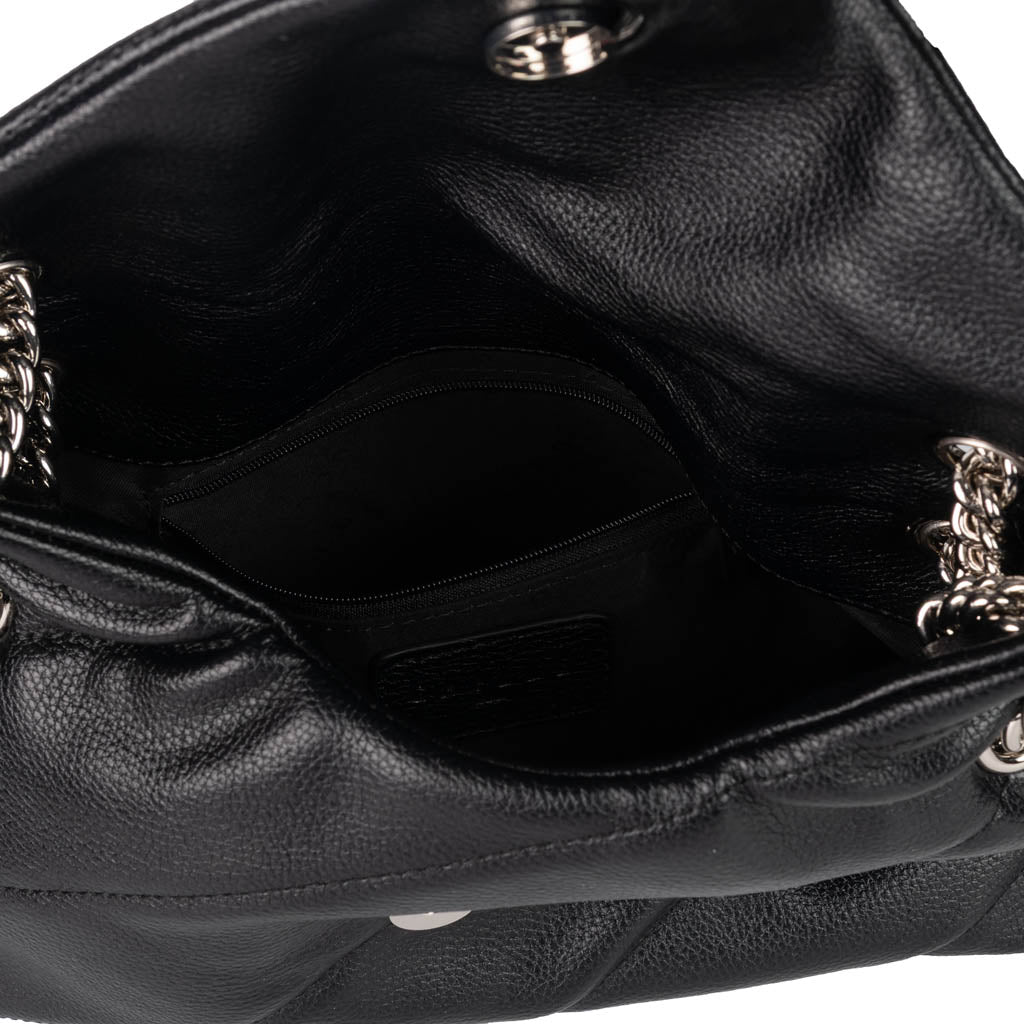 BORSA A SPALLA DONNA GAELLE IN ECOPELLE CON LOGO - COL. NERO