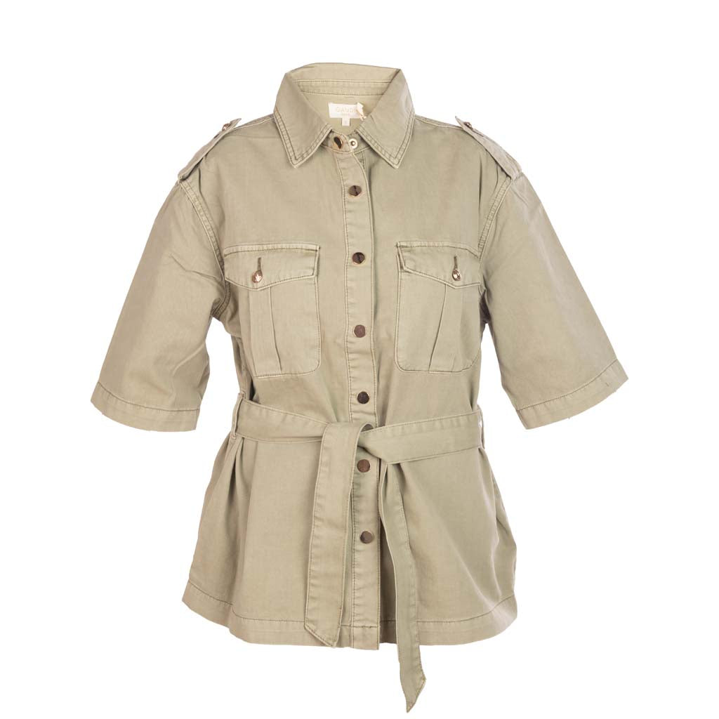 GIACCA OVERSHIRT DONNA GAUDI' CON CINTURA - COL. GRAY GREEN