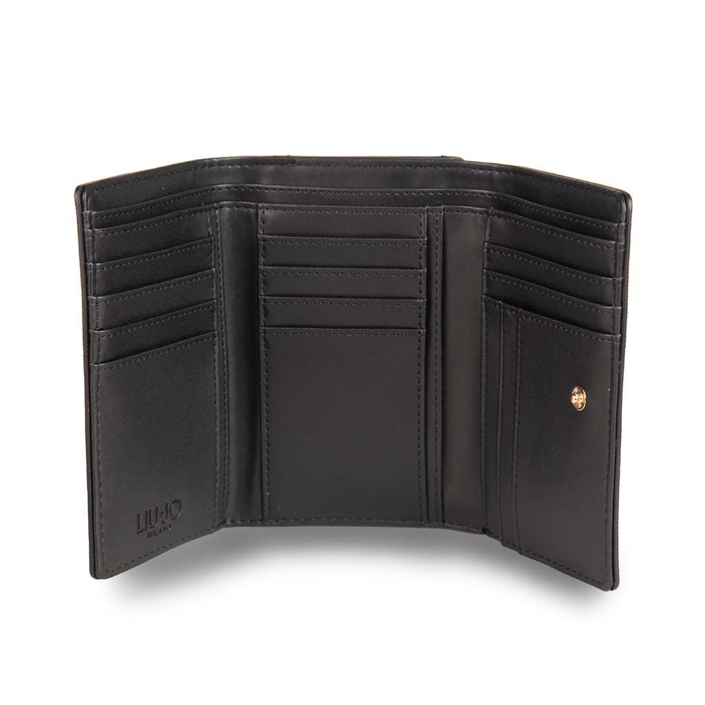 PORTAFOGLIO DONNA TRIFOLD LIU JO CON LOGO IN RILIEVO - COL. NERO