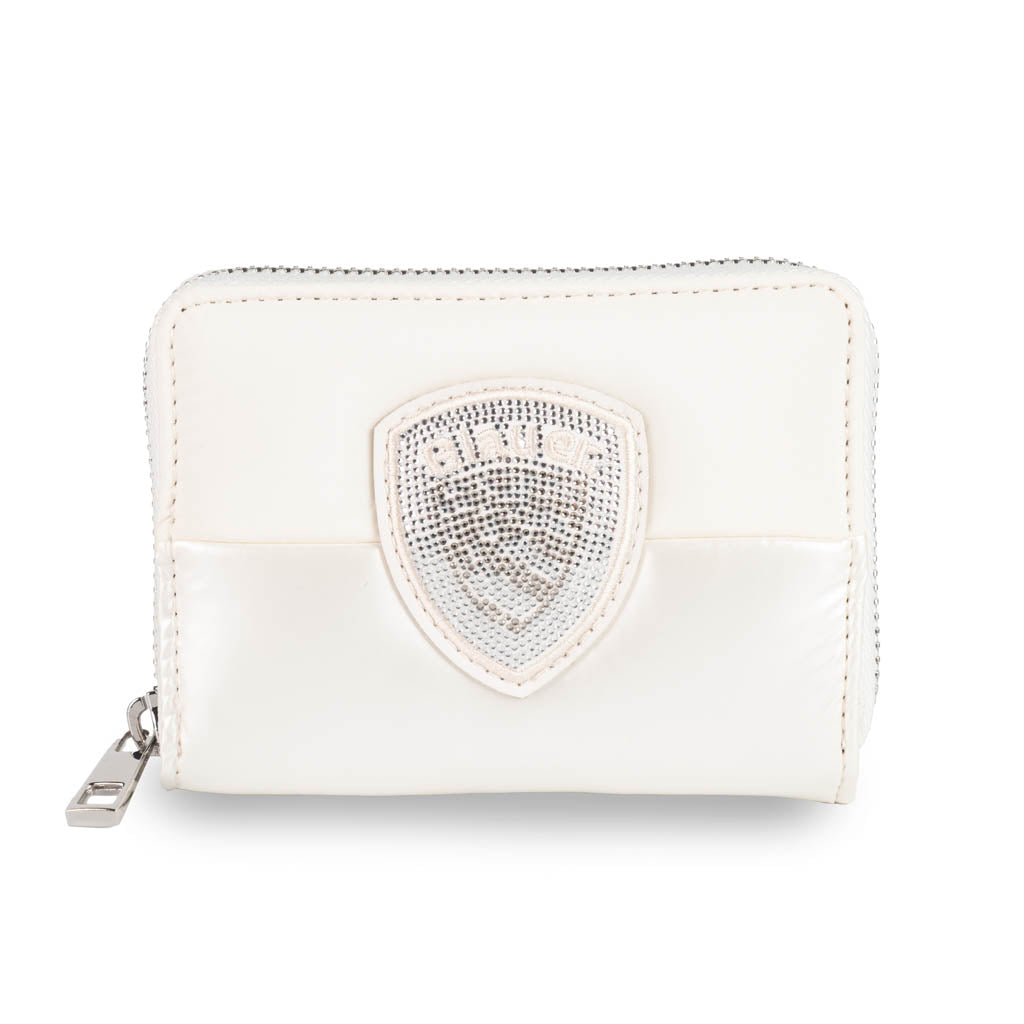 PORTAFOGLIO PICCOLO DONNA BLAUER CON LOGO SCUDO E STRASS - COL. BIANCO