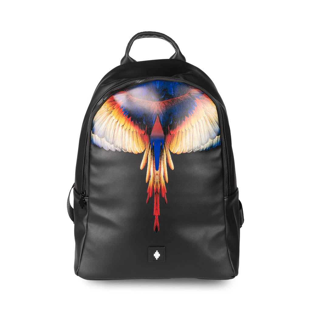 ZAINO MARCELO BURLON COUNTY OF MILAN CON STAMPA WINGS COLORATA - COL. NERO