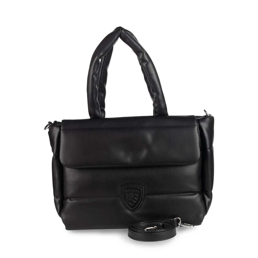 BORSA GRANDE DONNA BLAUER IN ECOPELLE CON MANICI E TRACOLLA - COL. NERO