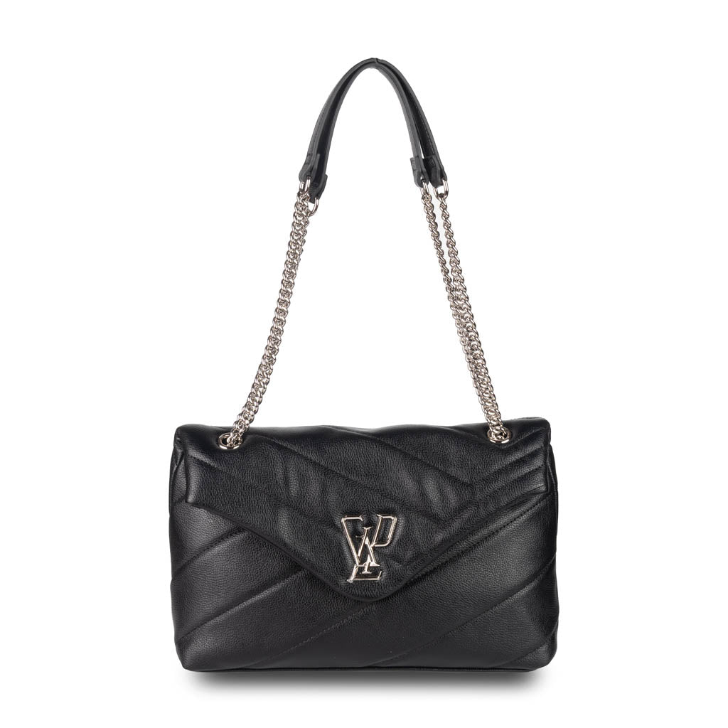 BORSA A SPALLA GRANDE DONNA GAELLE IN ECOPELLE CON LOGO - COL. NERO