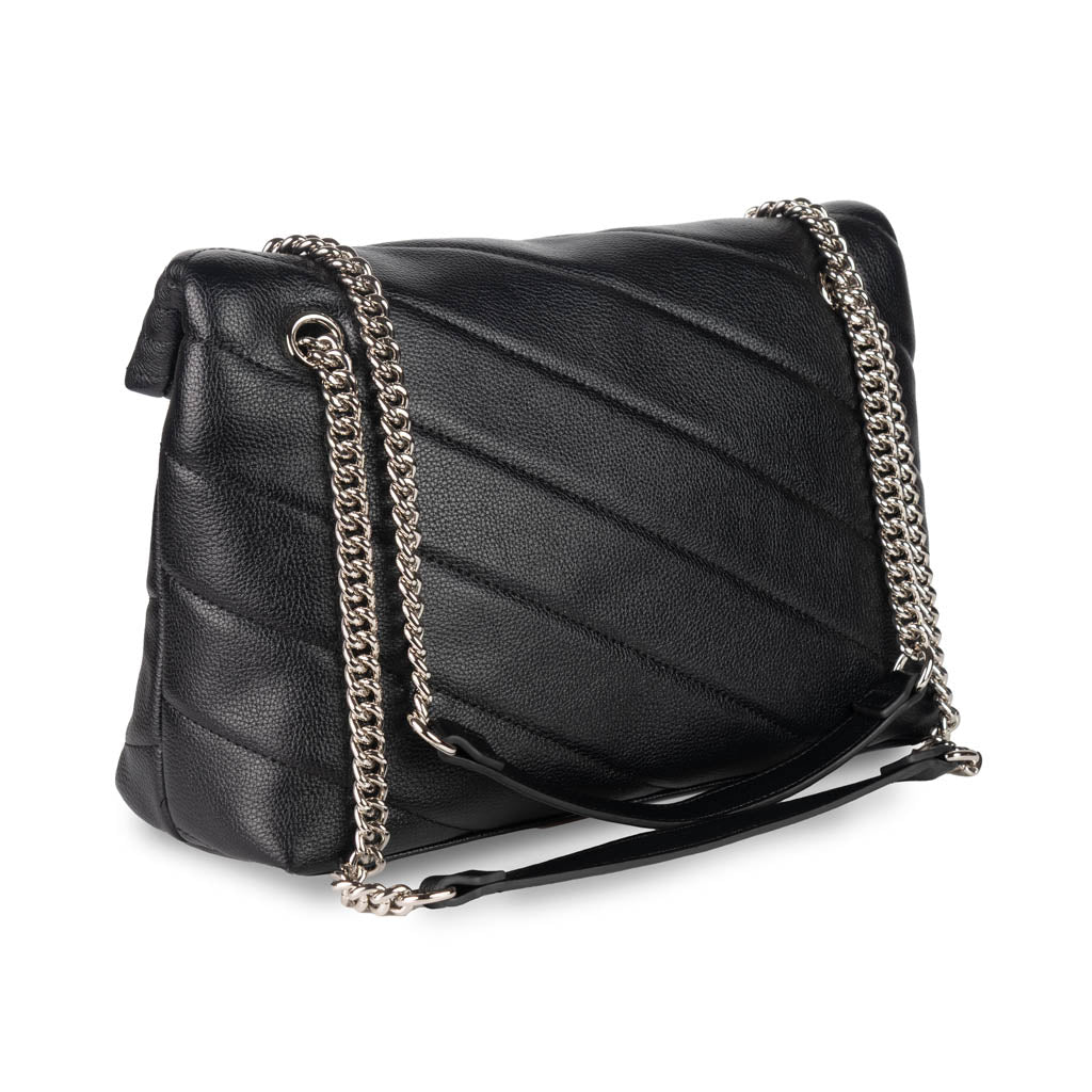 BORSA A SPALLA GRANDE DONNA GAELLE IN ECOPELLE CON LOGO - COL. NERO