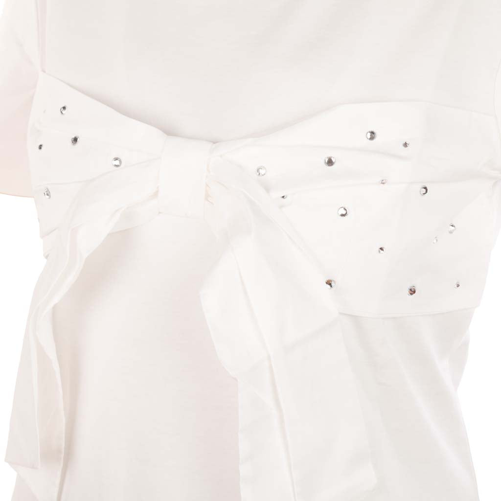 T-SHIRT DONNA GAUDI' CON FIOCCO E STRASS - Colori disponibili: 2