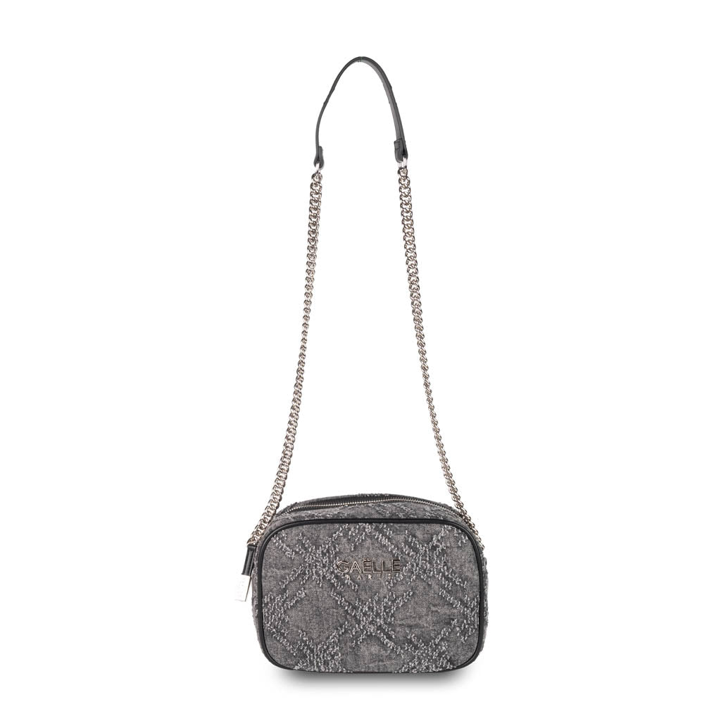 MINI CAMERA BAG DONNA IN DENIM SFRANGIATO - COL. NERO