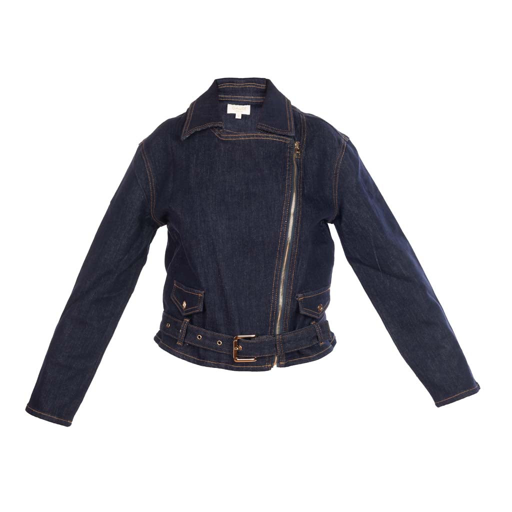 GIACCA BIKER DONNA GAUDI' IN DENIM DI COTONE - COL. BLU DENIM