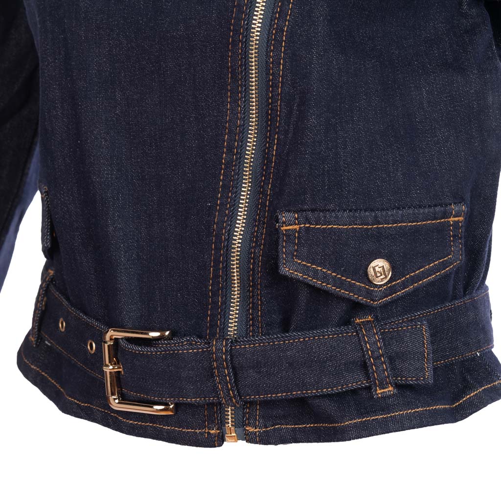 GIACCA BIKER DONNA GAUDI' IN DENIM DI COTONE - COL. BLU DENIM