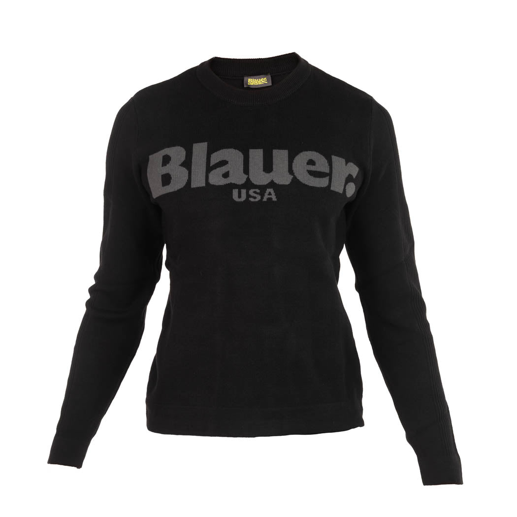 MAGLIA UOMO BLAUER CON SCRITTA FRONTALE - COL. NERO