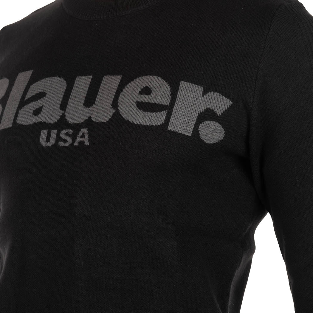 MAGLIA UOMO BLAUER CON SCRITTA FRONTALE - COL. NERO