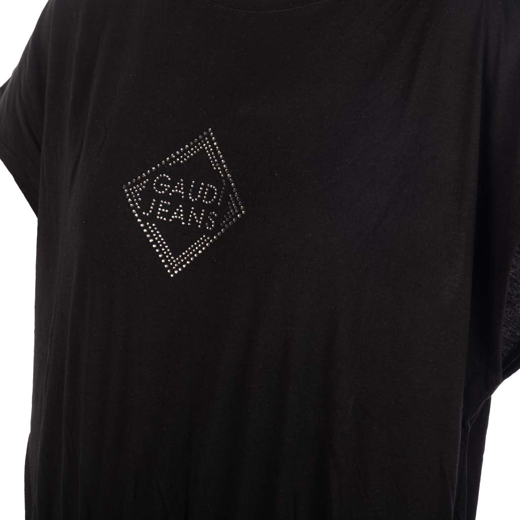 T-SHIRT DONNA GAUDI' IN JERSEY CON LOGO E STRASS - Colori disponibili: 3