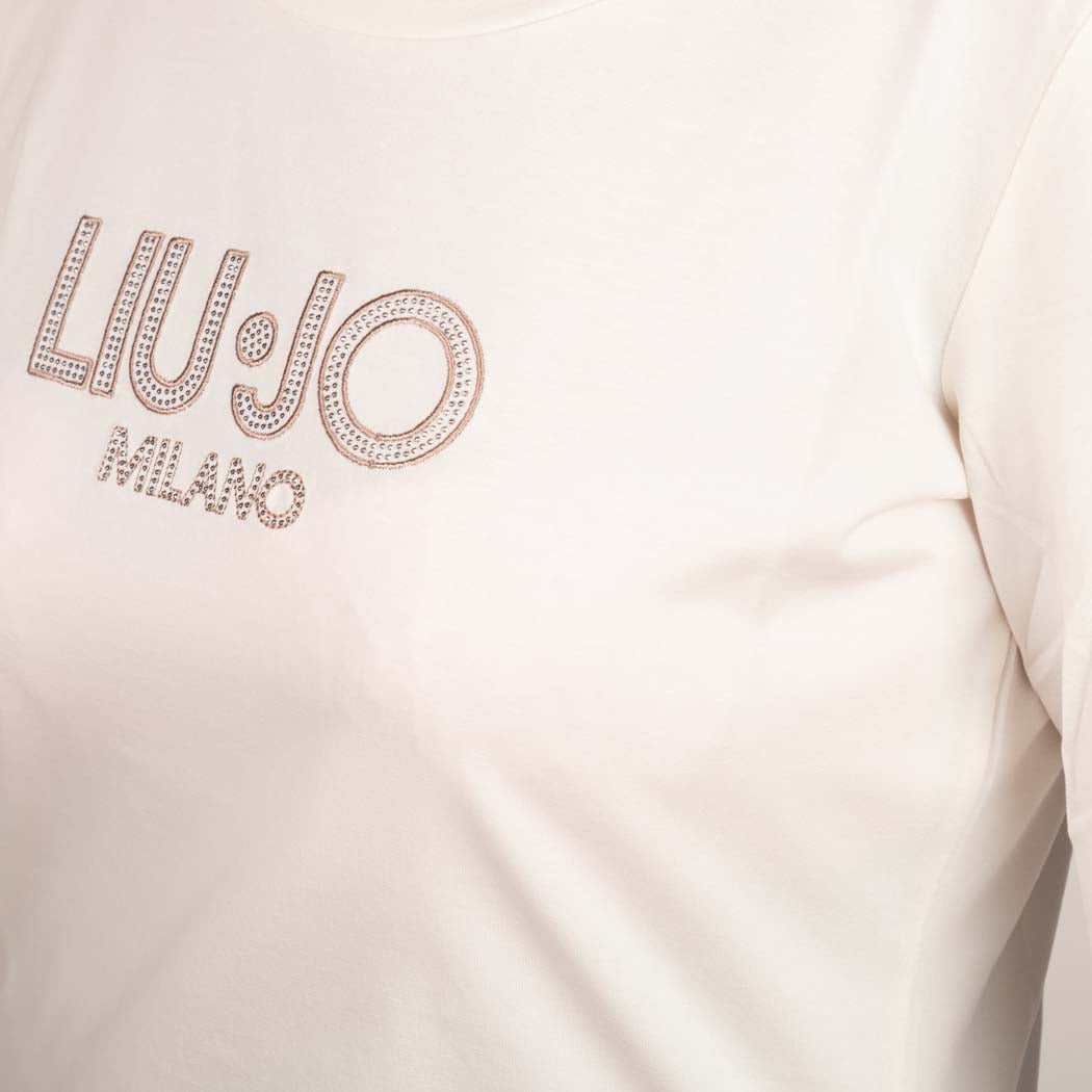 T-SHIRT DONNA LIU JO BETTER IN JERSEY DI COTONE STRETCH - COL. BIANCO LATTE