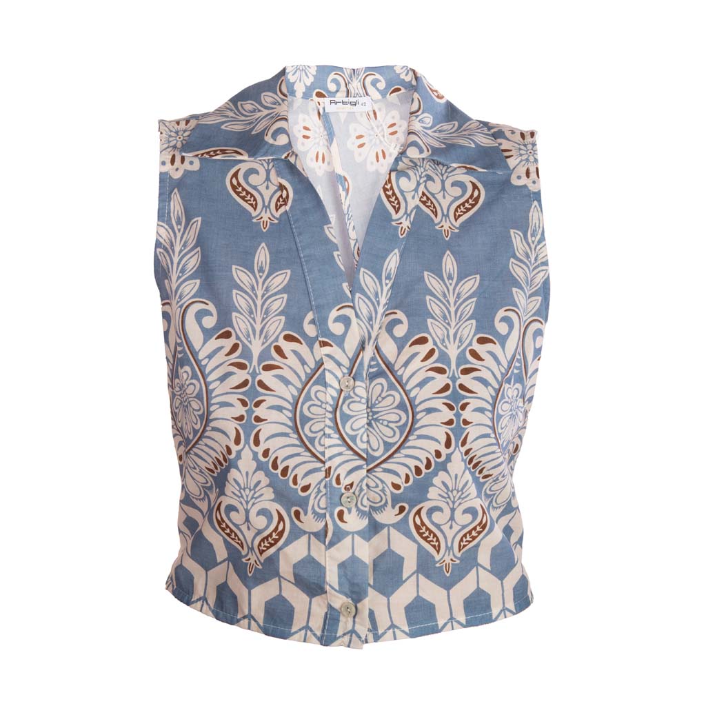 CAMICIA SMANICATA DONNA ARTIGLI CON FANTASIA - COL. AVORIO