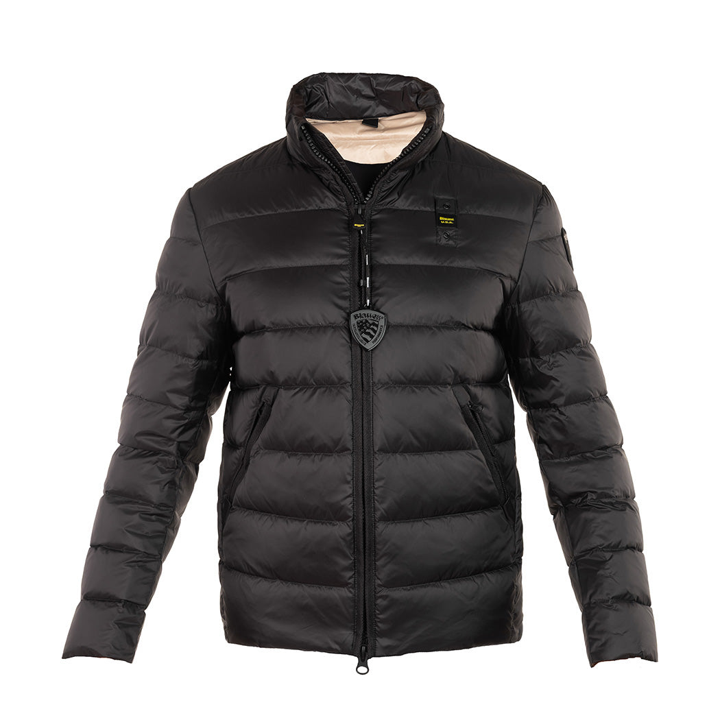 PIUMINO UOMO BLAUER SENZA CAPPUCCIO MOD. "AUSTIN" - COL. NERO / INT. BEIGE