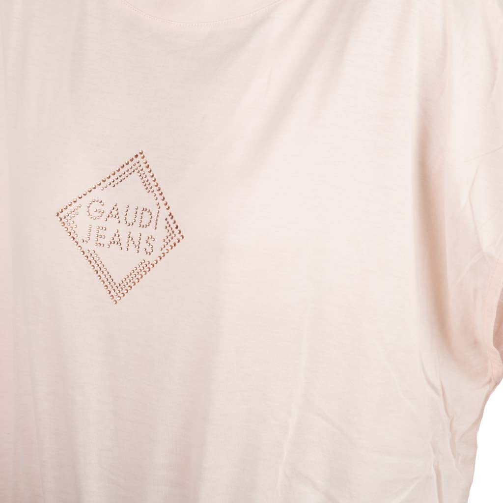 T-SHIRT DONNA GAUDI' IN JERSEY CON LOGO E STRASS - Colori disponibili: 3