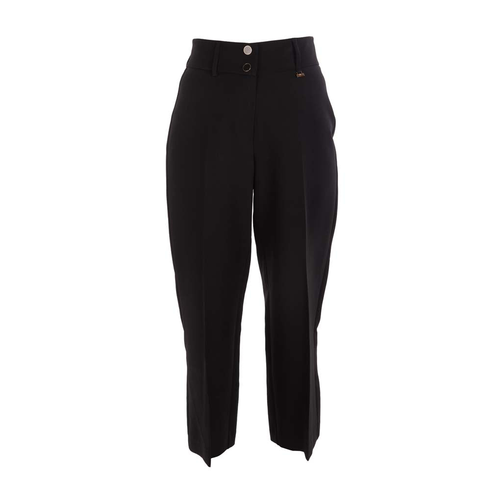 PANTALONE DONNA ARTIGLI CROPPED A VITA ALTA - COL. NERO