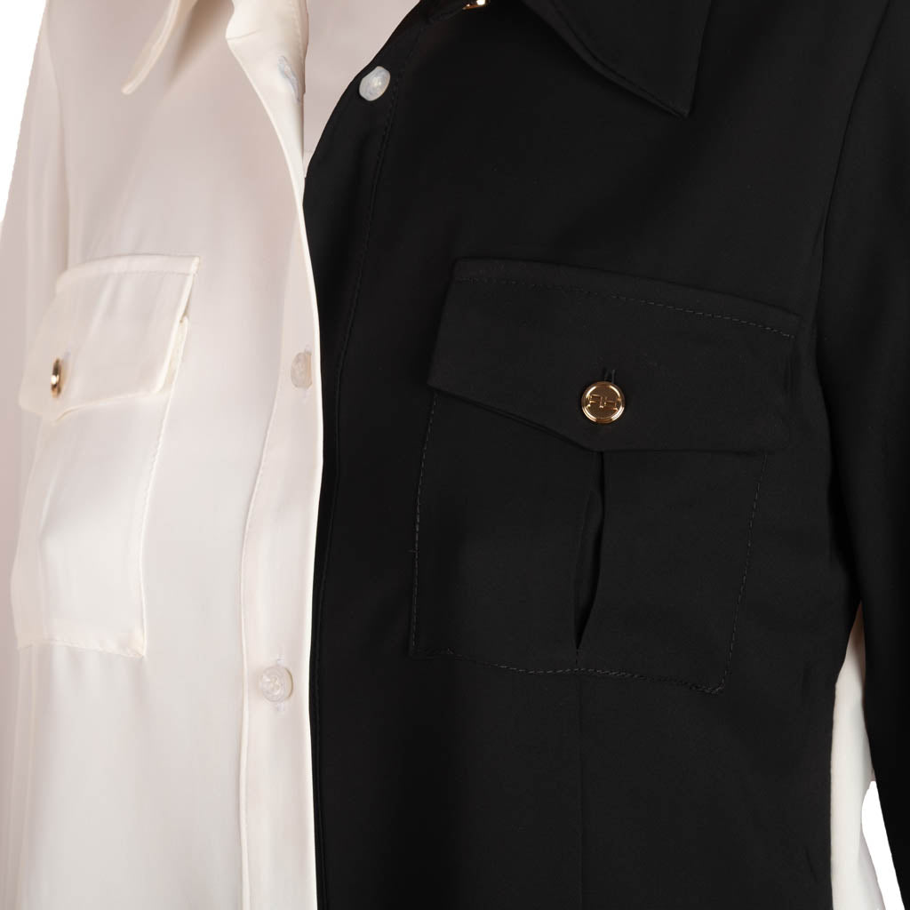 CAMICIA DONNA ARTIGLI BICOLORE - COL. BIANCO / NERO