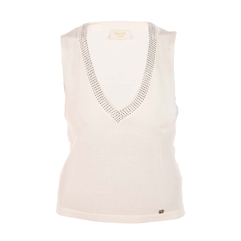 TOP DONNA GAUDI' IN MAGLIA CON STRASS - Colori disponibili: 2