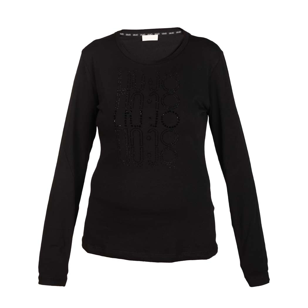 T-SHIRT DONNA LIU JO BETTER CON LOGO IN STRASS - COL. NERO