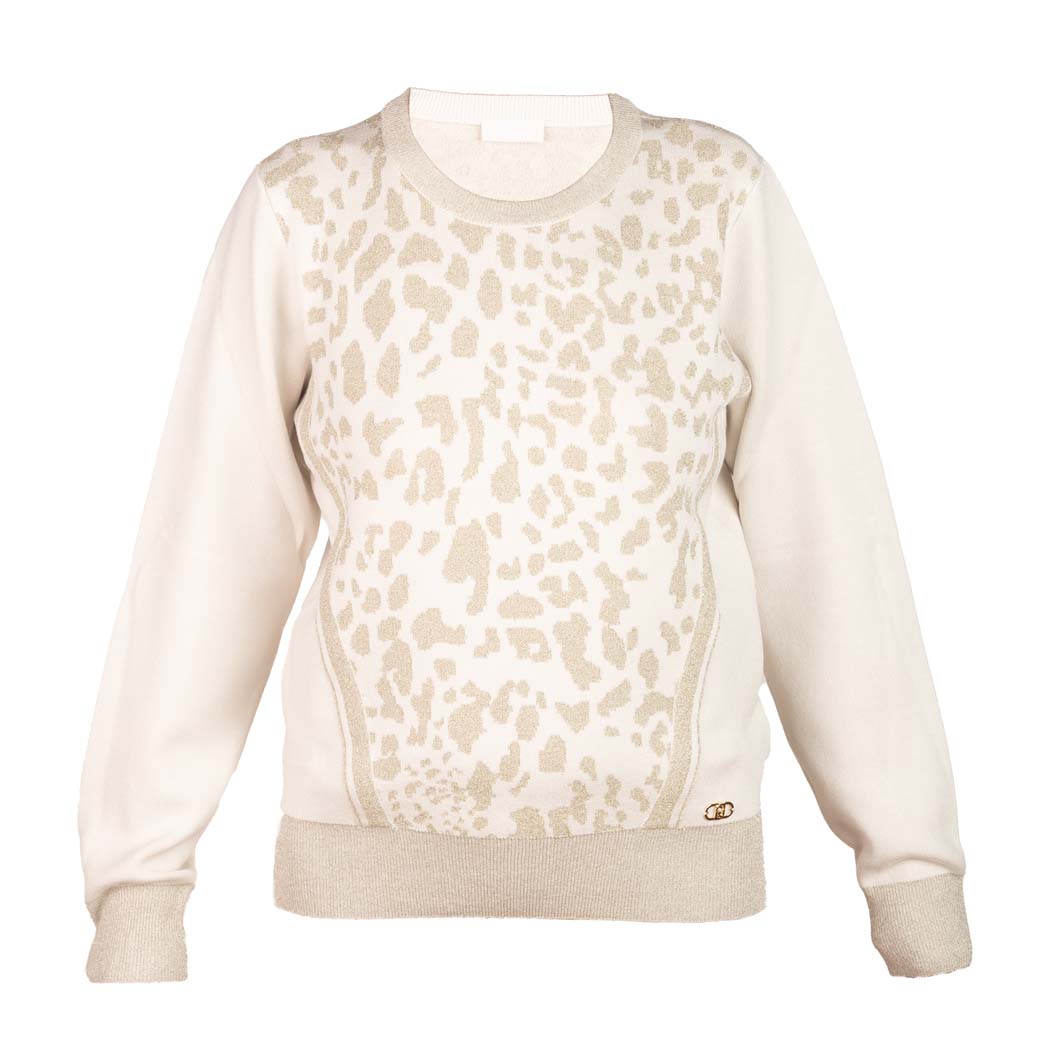 MAGLIA DONNA LIU JO BETTER IN MISTO VISCOSA - COL. BIANCO ANIMALIER