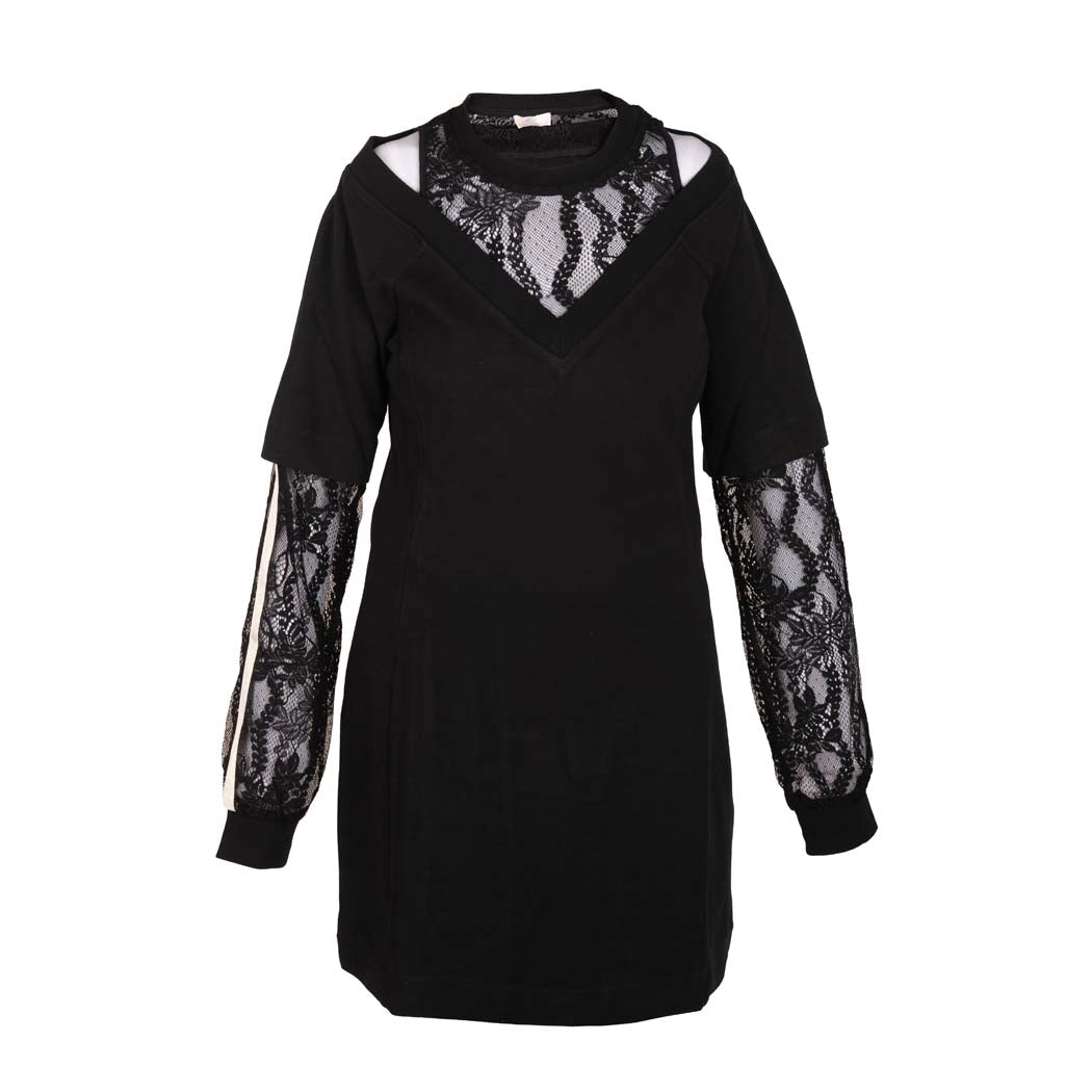 ABITO DONNA LIU JO IN FELPA CON PIZZO - COL. NERO