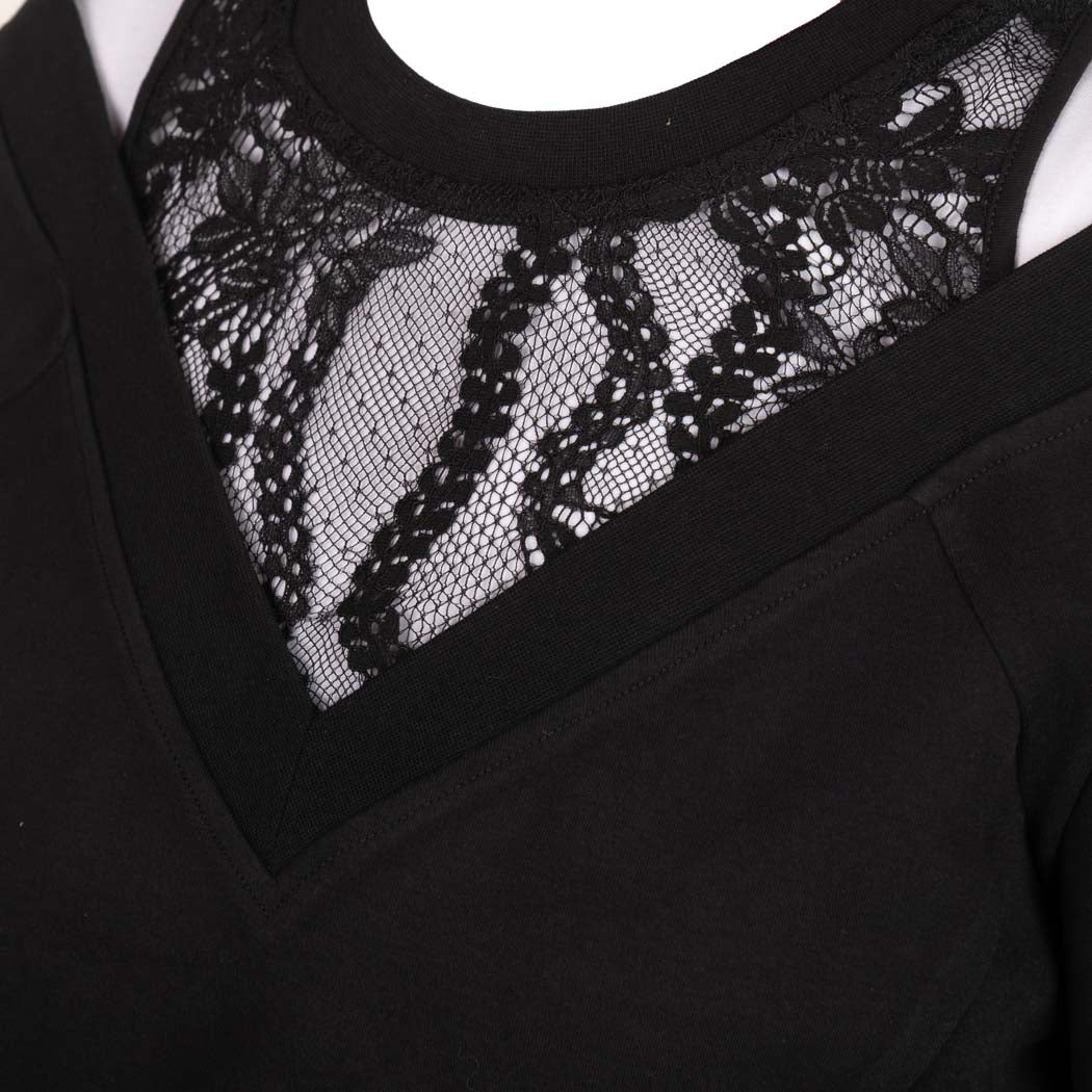 ABITO DONNA LIU JO IN FELPA CON PIZZO - COL. NERO
