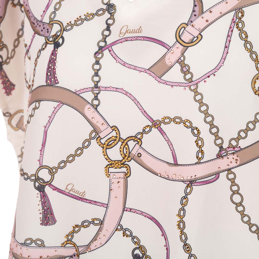 T-SHIRT DA DONNA IN JERSEY E GEORGETTE STAMPATA - COL. TOFU
