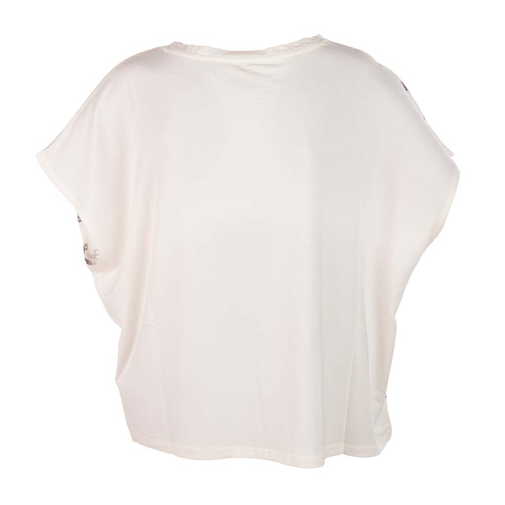 T-SHIRT DA DONNA IN JERSEY E GEORGETTE STAMPATA - COL. TOFU