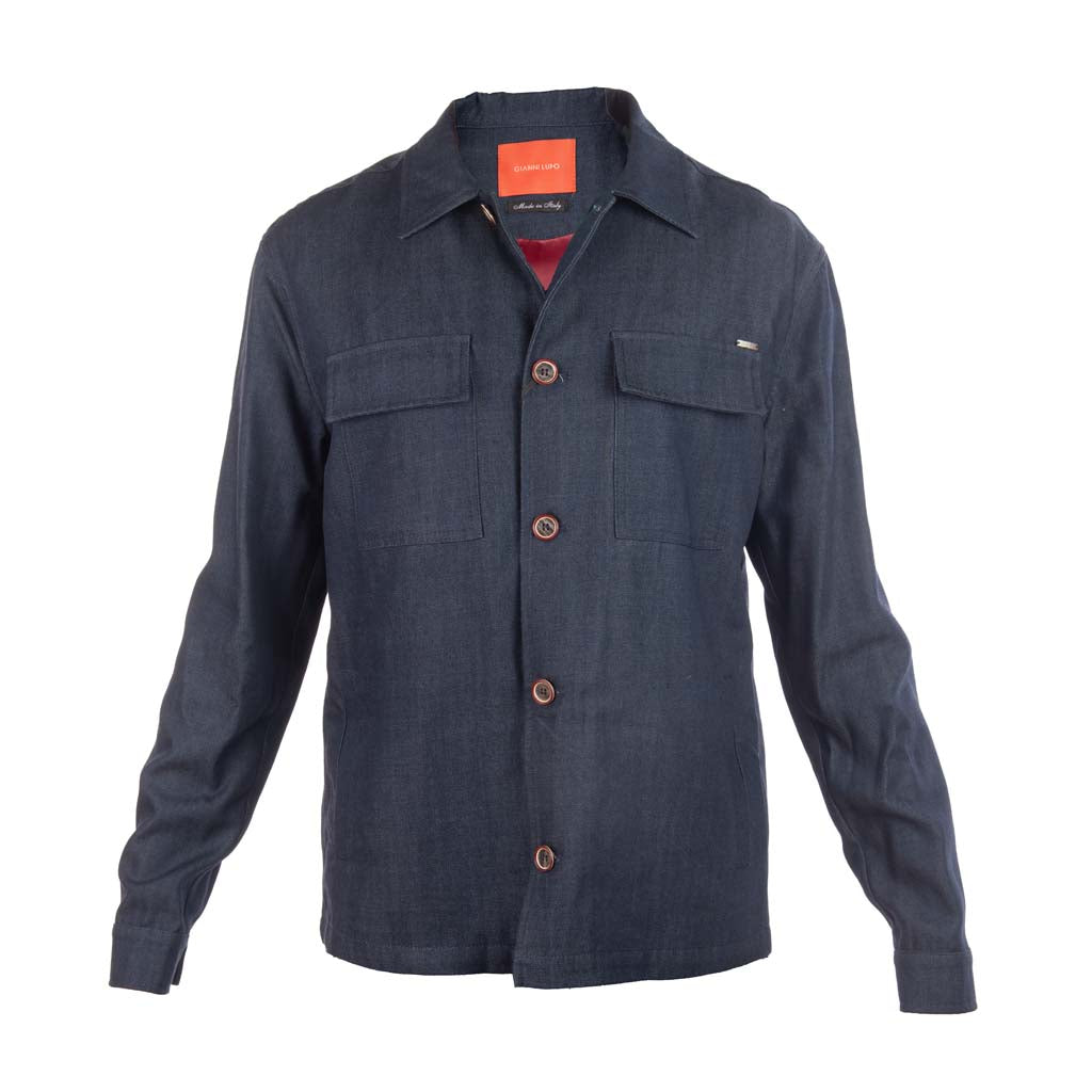 OVERSHIRT UOMO GIANNI LUPO CON TASCHE IN LYOCELL - COL. DENIM