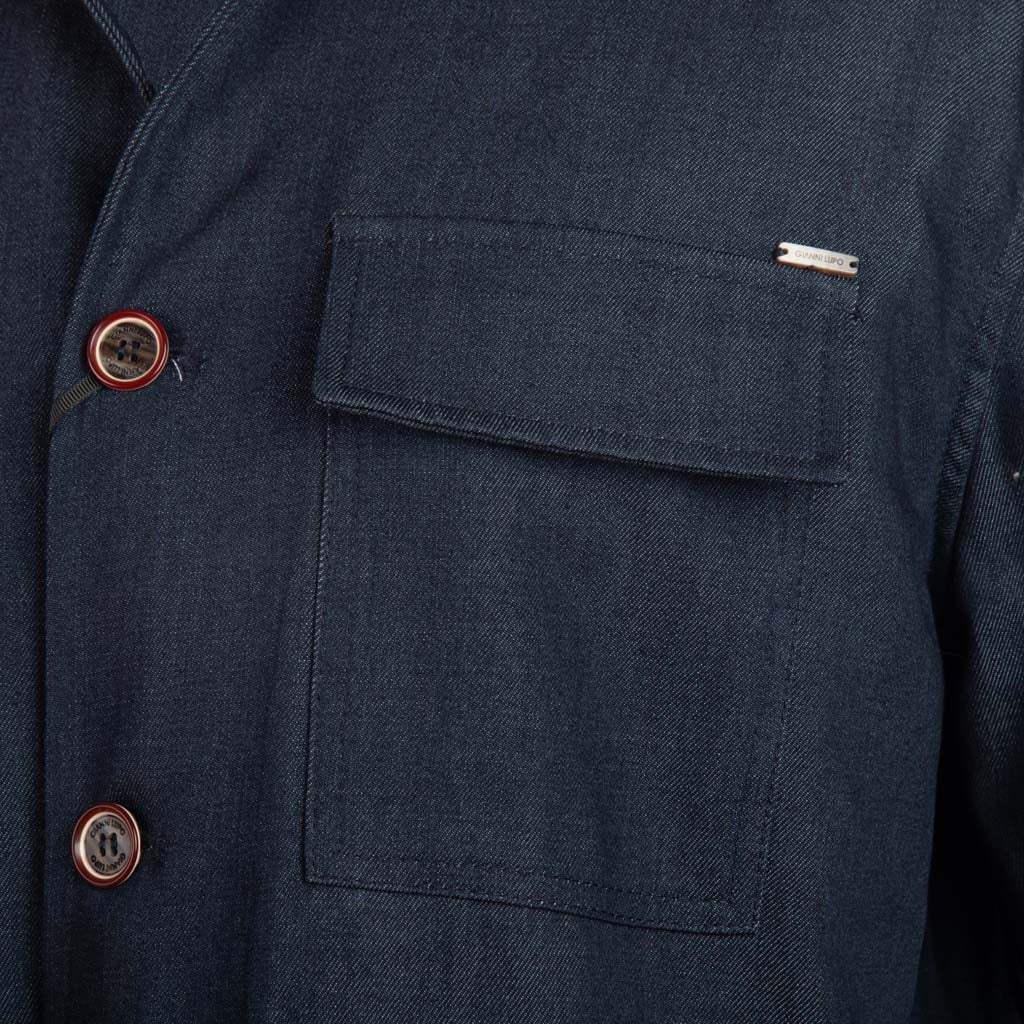 OVERSHIRT UOMO GIANNI LUPO CON TASCHE IN LYOCELL - COL. DENIM