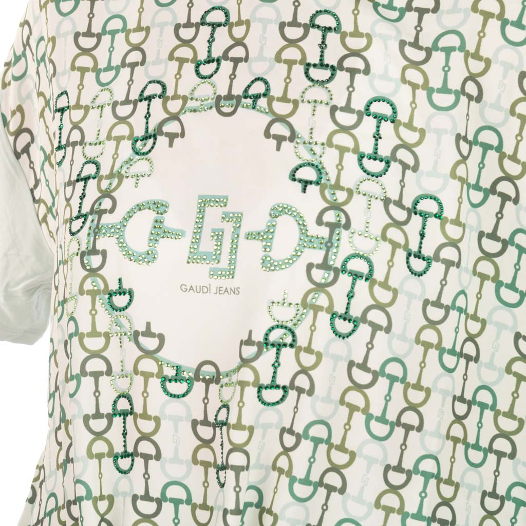 T-SHIRT DONNA GAUDI' CON STAMPA E NODO - COL. GREEN LILY