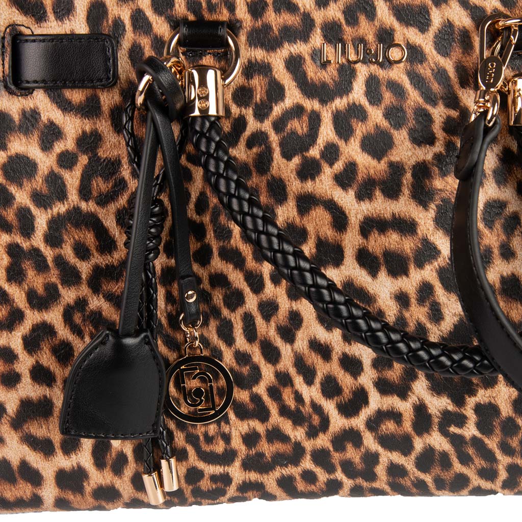 BORSA DONNA LIU JO SATCHEL MEDIA CON CHARM - COL. ANIMALIER